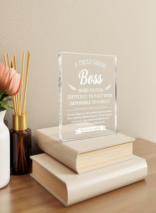 Gifzy Boss Gifts for Men Women, Appreciation Thank You Gifts for Boss Day Leaving Retirement Birthday Christmas, Decoration Square Acrylic Sign Plaque Presents - Image 5
